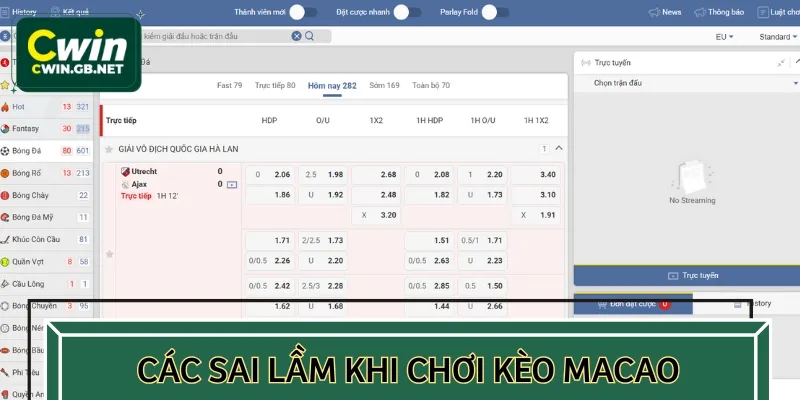 Bỏ túi những điều cần tránh khi đặt cược kèo Macao 